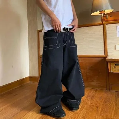 Cross-border Amazon Europe and America High Street JNCO Pattern Embroidered Jeans Hip Hop Loose Wide Leg Casual Fashion