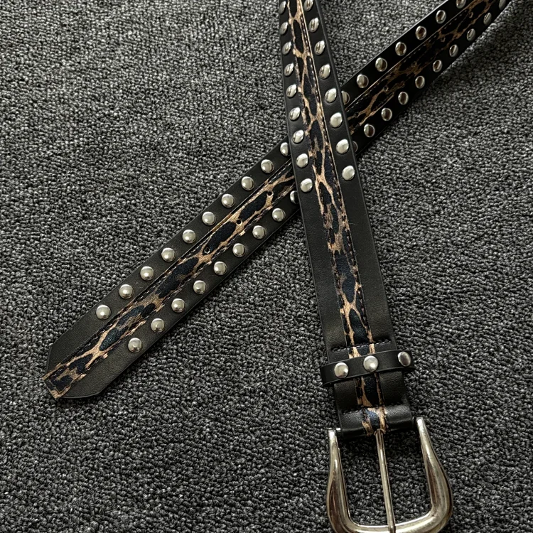 Beware of the Cuffs, Vintage Original Rivet Leopard Print Belt