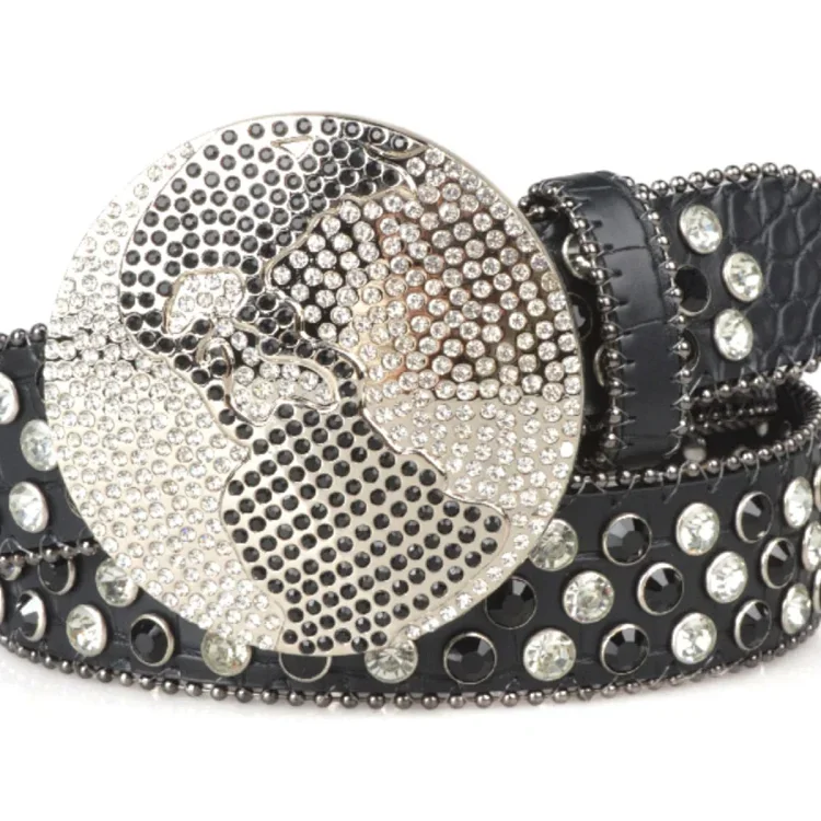 Unisex Fashionable Wide Belt Hip-Hop Punk Style Y2K Extended Rhinestone Inlaid Belt